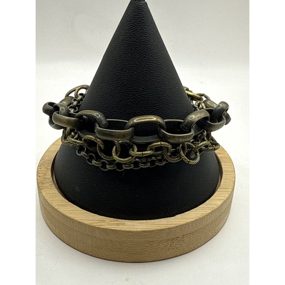 Vintage Style Multi-Layered Brass Chain Bracelet With Lobster Clasp